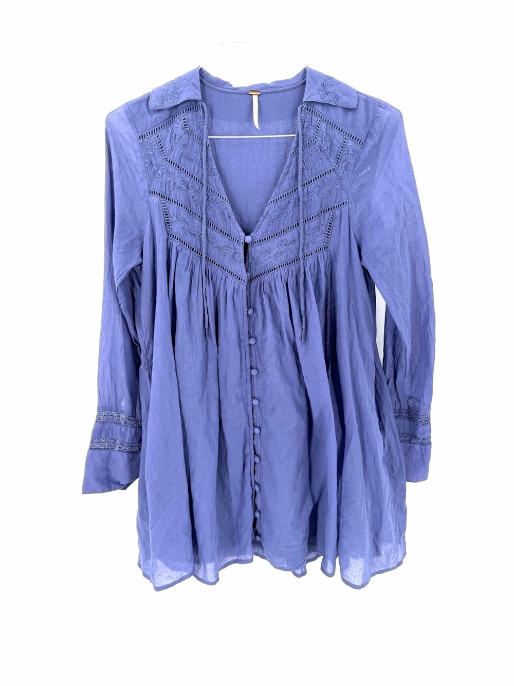 Free people Haddie Solid Swing Mini Tunic Boho Cottage Mini Dress - Picture 2 of 8